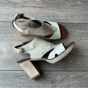 MJUS Metallic Leather  Embossed Leather Block Heel Sandals